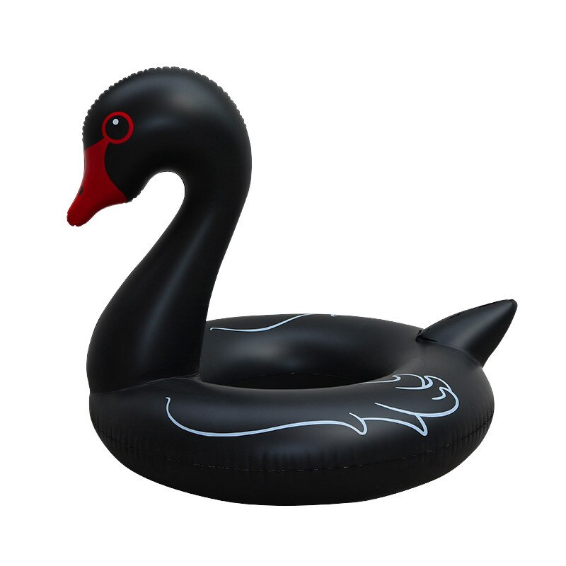 Flotador inflable para piscina con forma de cisne, flotador circular para piscina en blanco y negro, salvavidas: Black