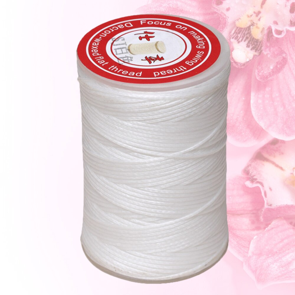 1PC 0.45mm Round Waxed Thread Leather Sewing Thread Hand Stitching Thread for Craft DIY (White)