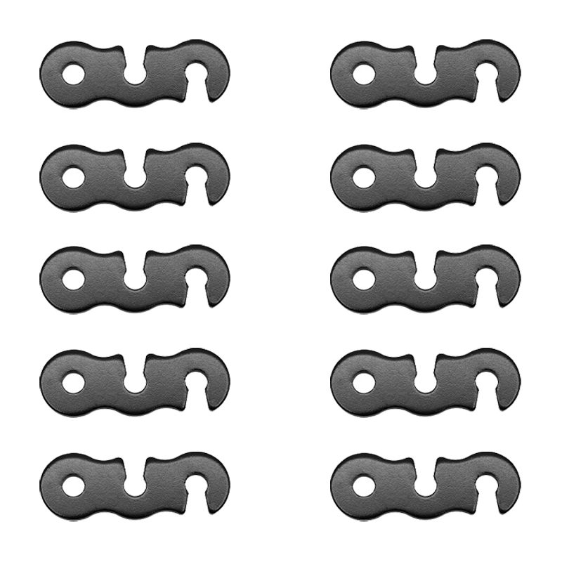 10 Uds. Hebilla de cuerda para tienda de campaña, Kit de sujeción de tensores ajustables de aleación de aluminio, accesorios de seguridad para lona para acampar al aire libre: Negro