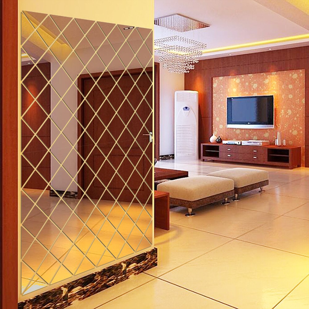 3D miroir diamant trois dimensions stickers muraux salon TV toile de fond restaurant entrée décoratif miroir autocollant grand