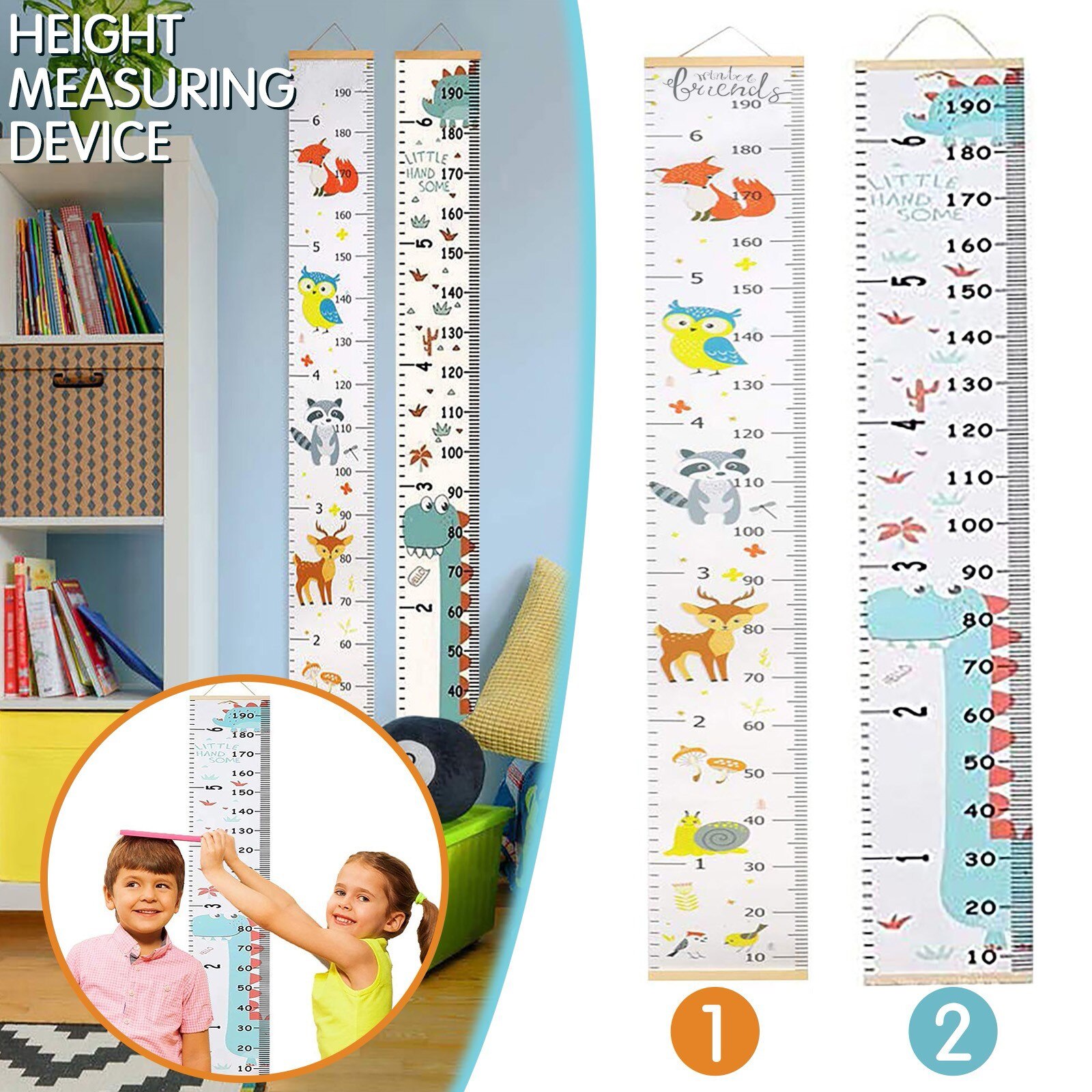 Pegatinas de pared para medir altura, dibujo de jirafa, cerdo de jardín de infantes, regla de cuadro de habitación para niños, protección ambiental, decoración del hogar