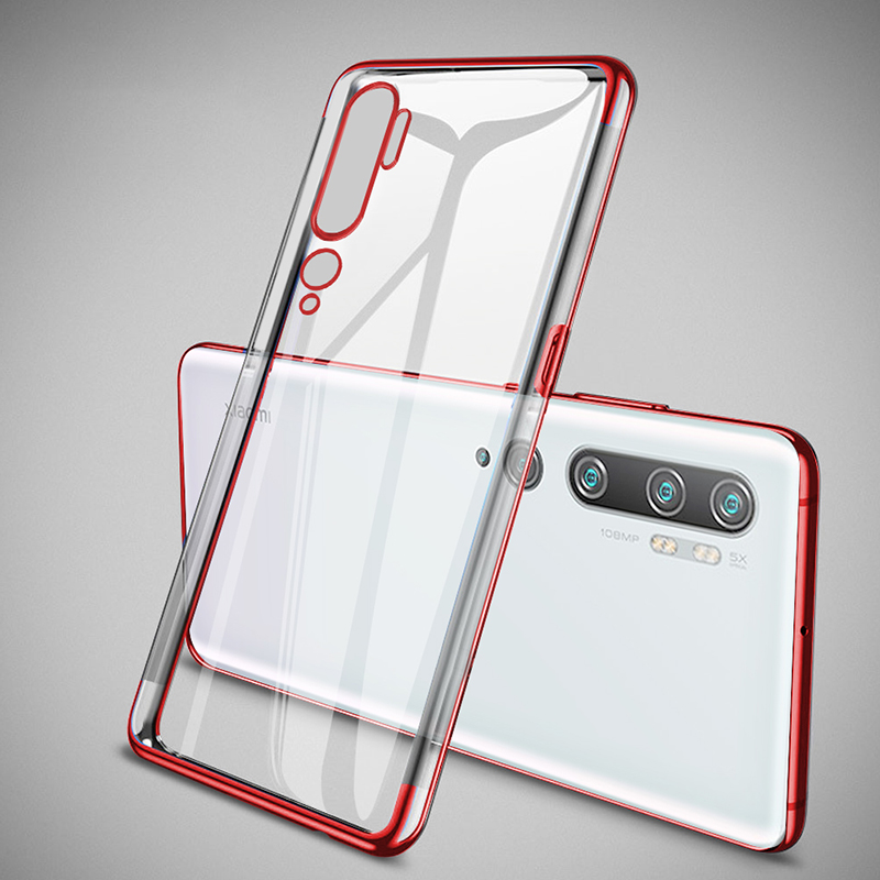 Case Voor Xiao mi mi note 10 Case soft Tpu Transparant PLATING Bumper Cover Voor Xiao Mi Mi note 10 pro CC9 Pro Global Versie Case: For mi Note 10 Pro / Rood