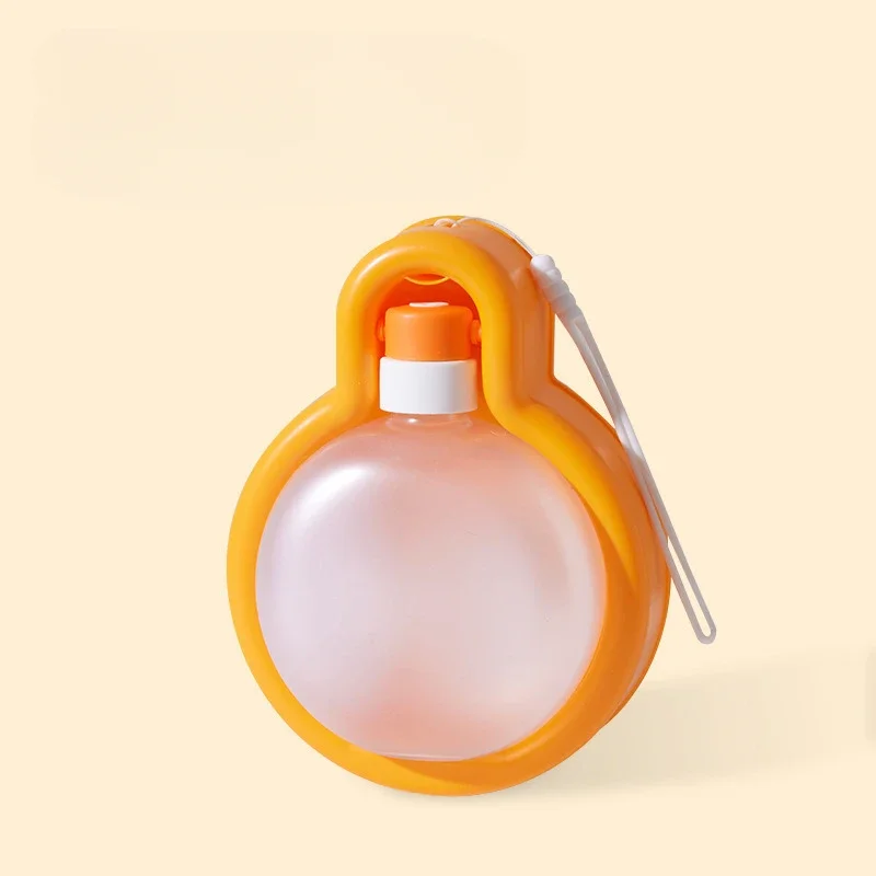 Distributeur d'eau portable pour animaux de compagnie, bouteille d'eau scellée pour chat, chien, chiot de voyage, possède un bol à boire, fournitures d'extérieur pour animaux de compagnie: M / Orange