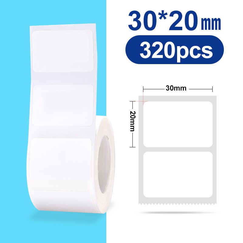 30-50mm Niimbot B21 B1 B3S imprimante étiquette papier rouleau blanc autocollant impression papiers rouleaux anti-déchirure eau résistant à l'huile adhésif: WHITE