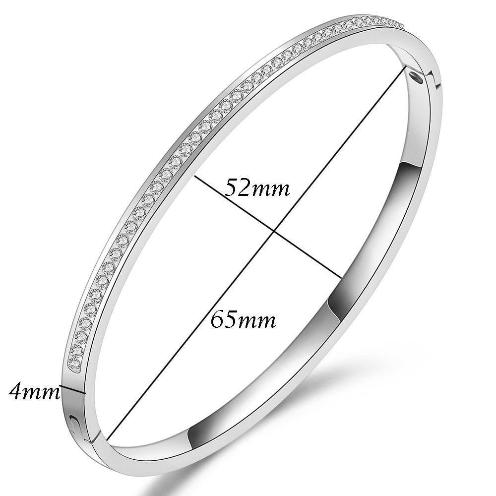 Jewelry Bangle Bracelets With Two Line Crystal Rhinestone Pave Stainless Steel Opening Bangle For Women Accessories