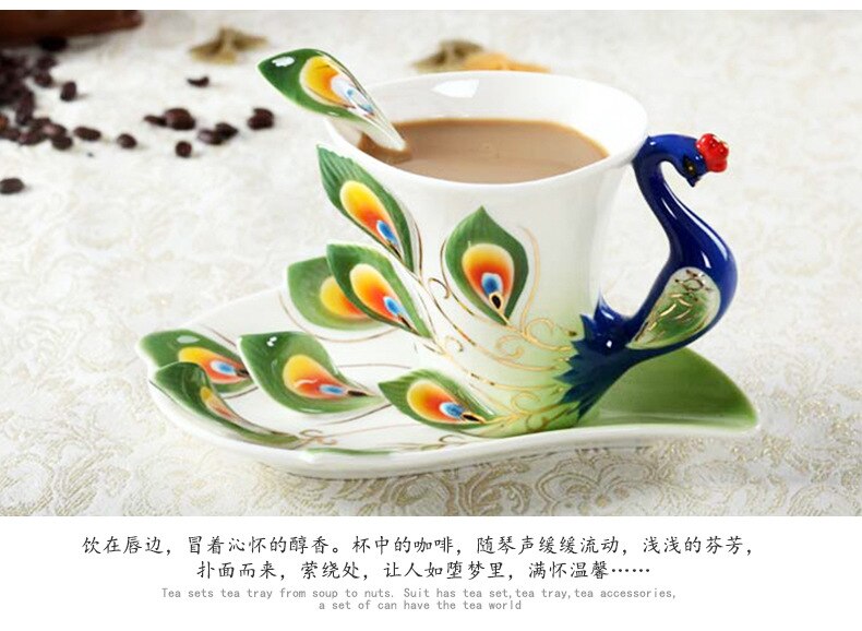 luxury franz porcelain coffee cup and saucer with spoon: Green