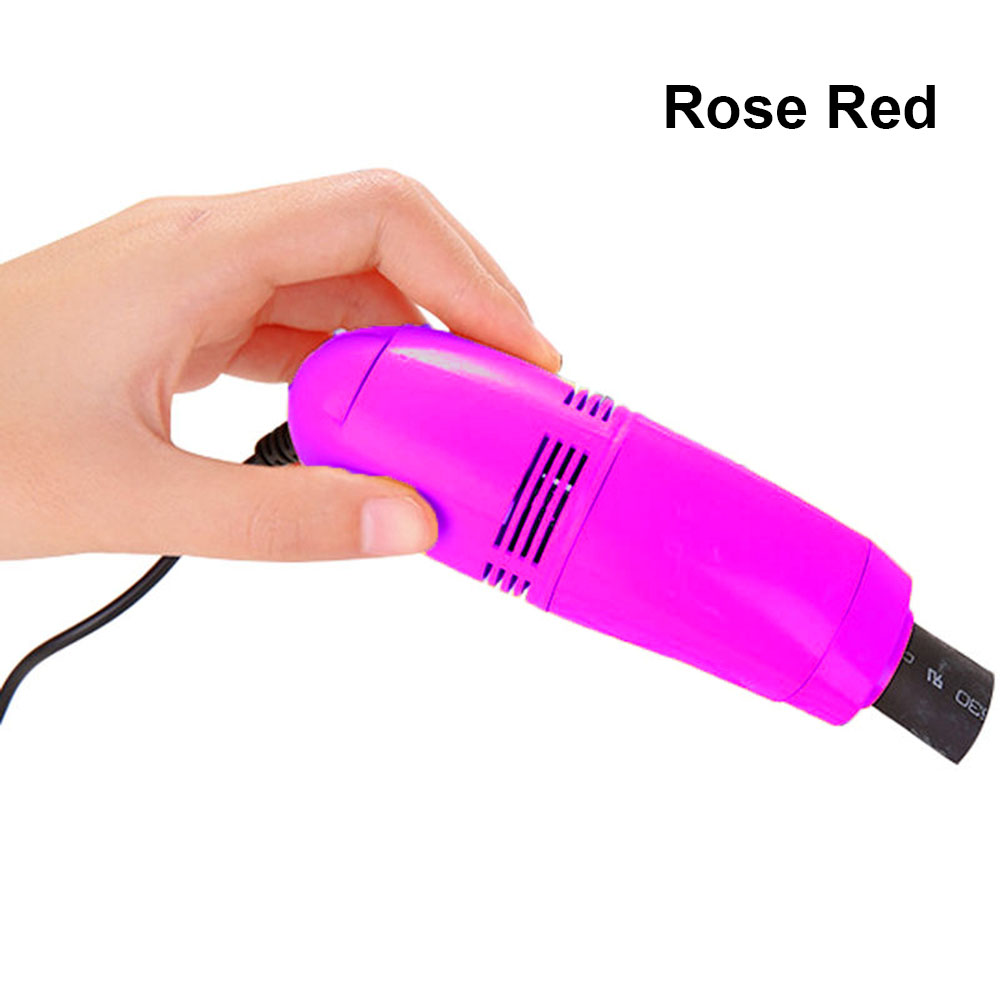 Mini aspirador de polvo para ordenador, herramienta de limpieza, cepillo USB, cepillo para ordenador portátil,: Rose Red