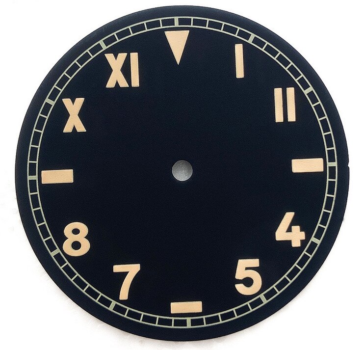 Placa de esfera de reloj, diámetro de 38,9mm para ETA 6498 6497 ST3600, movimiento de esfera, 1 unidad,: Negro