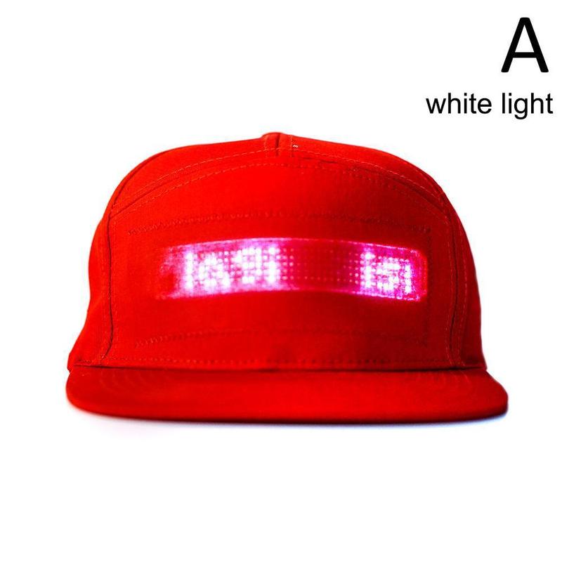 Rød / sort mobil app drift led lys bluetooth hip hop hat til festridning til mænd kvinder annoncerer hat: Rødt hvidt lys