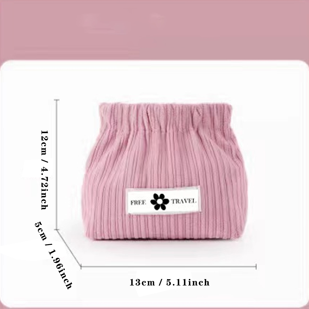 YANZAI 2pcs Corduroy Elastic Hair Tie Organizer Mini Makeup Pouch for Purse Cosmetic Organizer for Women Brush Storage