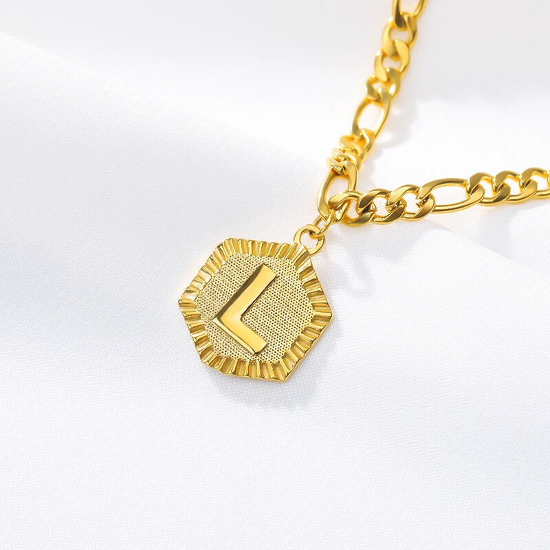 Hexagon A-Z knapp Initial Fußkettchen Für Frauen Gold Edelstahl Fuß Kette Weibliche Knöchel Armbinde Auf sterben Bein Schmuck: L