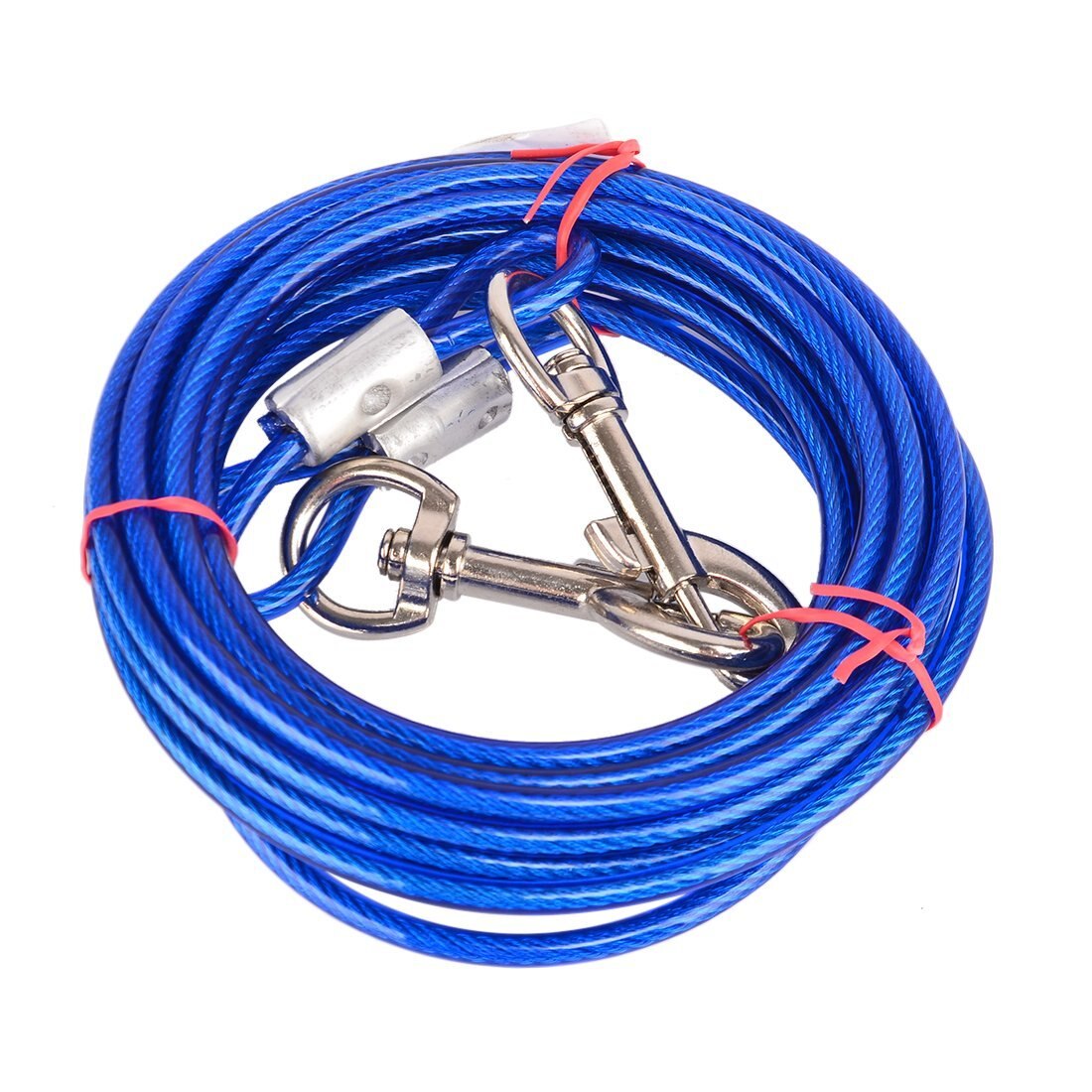 Correas de perro Cable de alambre de acero con doble cabeza ganchos de Metal 3M 5M 10M de largo PL008