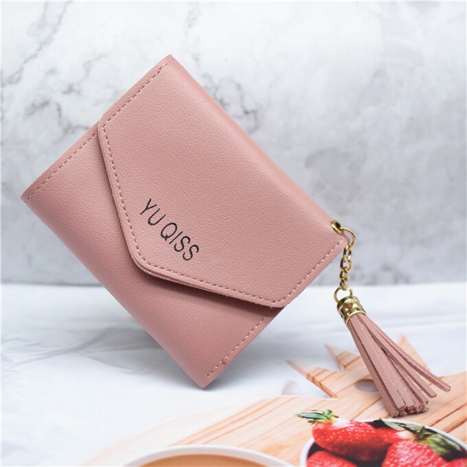 Portemonnee dames/heren pu leer rood/zwart/grijs/groen/paars/roze dames portemonnee slanke dames portemonnee kaarthouder hoesje: Roze