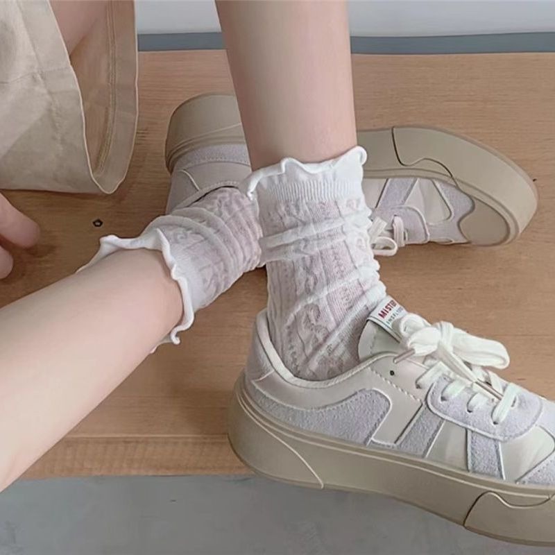 Femmes Lolita chaussettes Sexy équipage chaussettes pour femme été solide creux filles doux mignon moyen chaussettes pour femmes maille mince Sexy