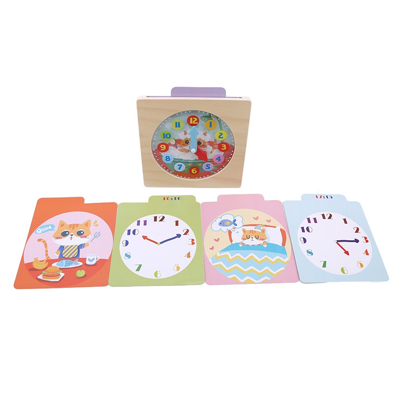 Kinderen Houten Puzzel Speelgoed Cognitieve Digitale Klok 3D Hout Horloge Jigsaw Speelgoed Onderwijs Cartoon Threading Montage Speelgoed: Default Title