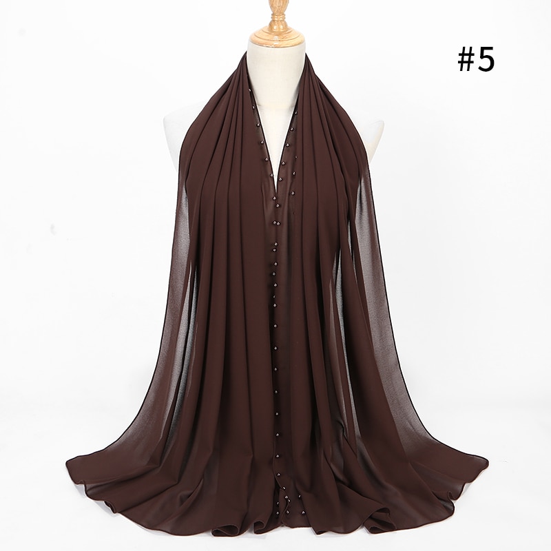 Parel Sjaal Big Size Solider Kleur Bubble Chiffon Sjaal Effen Sjaals Hijab Moslim Sjaal