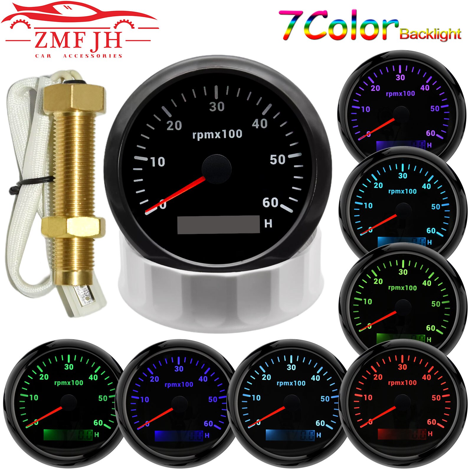 AD 3000RPM 4000 RPM Meter Tachometer Sensor 85MM Gasoline Diesel Engine Tacho With LCD Hourmeter For Marine Boat Motorcycle