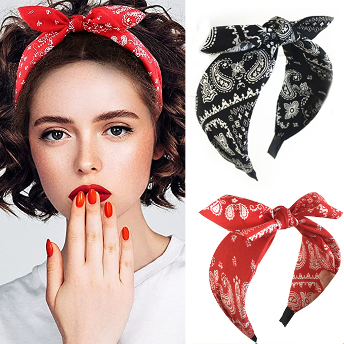 Paisley bandana hårbånd til kvinder topknyttet sløjfe pandebånd sød kaninøre turban hovedbind hårbånd pigetilbehør