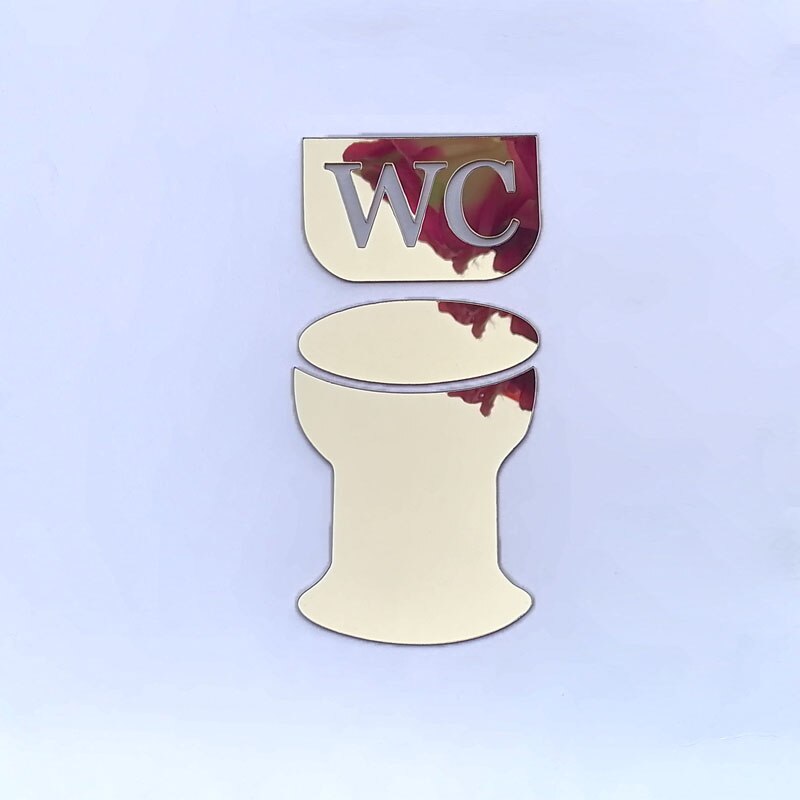 WC Toilet Entrance Sign Door Stickers For Public Place Home Decoration Pattern Wall Decals Diy Funny Vinyl Mural Art: gold D