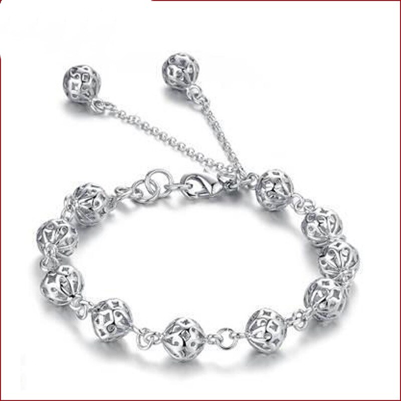 Di alta Qualità 925 Vuoto D'argento Del Braccialetto della Sfera per Le Donne Della Ragazza Braccialetti & Braccialetti migliore Regalo Accessorio Dei Monili