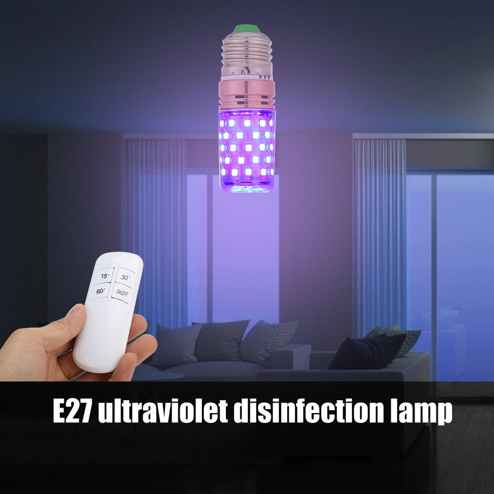 Remote Control Disinfection Light E27 LED UVC Sterilize Germicidal Corn Lamp Tube UVC Germicidal Light Sterilizing Lights