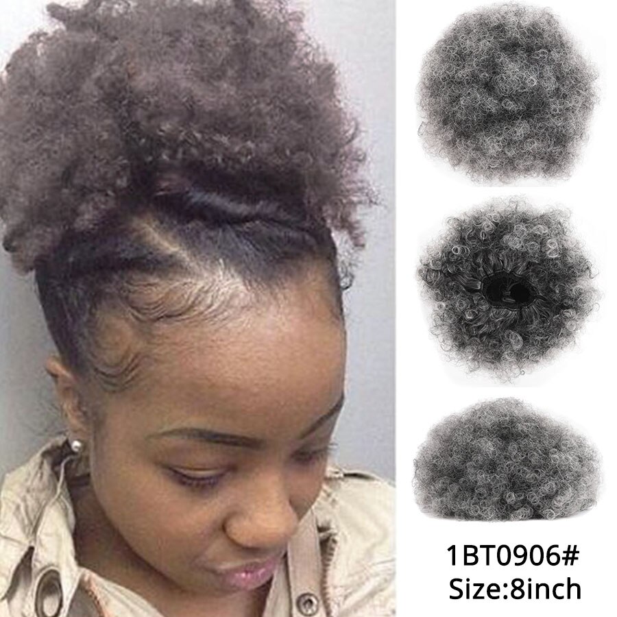 Alileader coc scurt de păr puf afro super-sintetic 8 inch șnur scurt coadă de cal clemă extensie de păr coci de păr crepus: 1 bt 0906