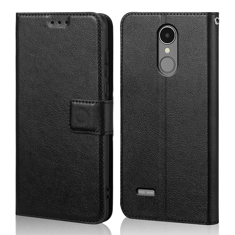 Siliconen Flip Case Voor Lg K8 X240 Luxe Wallet Pu Leer Magnetische Telefoon Zakken Gevallen Voor Lg K8 x240 Met Kaarthouder: Black