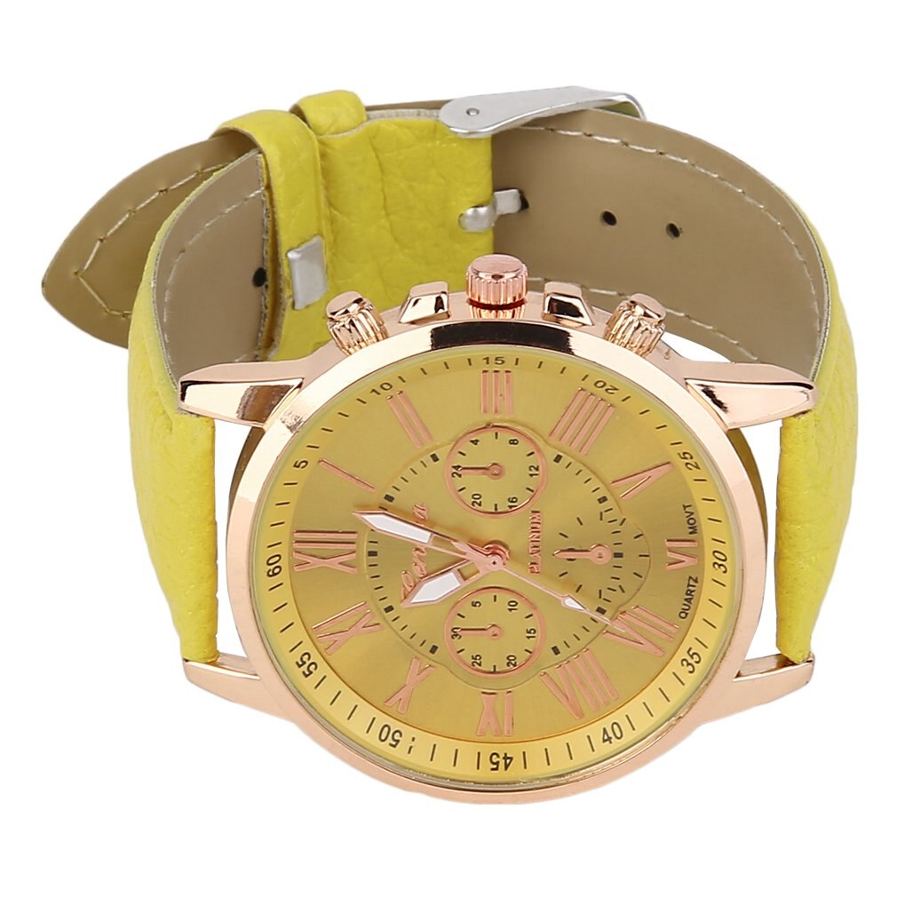 Merk unisex heren casual stijlvol romeinse cijfers imitatieleer quartz horloge montre horloges relojes mujer