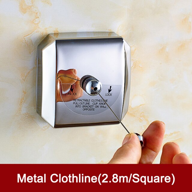 Retractable Clothesline 2.8 Meters Stainless Steel Clothes Drying Line Home Hotel Travel Clothes Dryer Organiser Laundry Hanger: 4