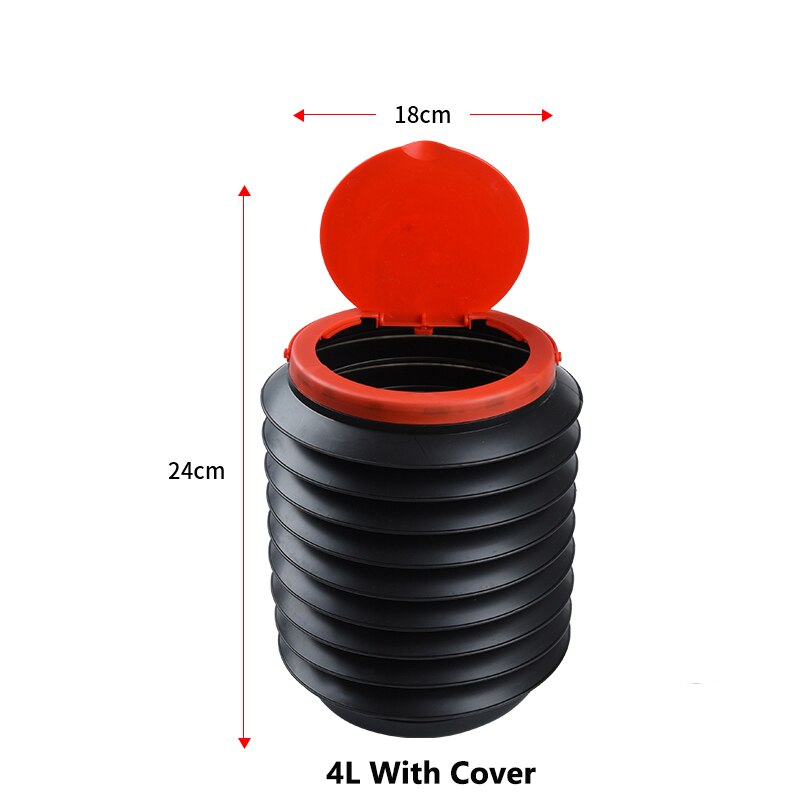 Folding Car Trash Bin Garbage Can Portable Water Storage Wash Telescopic Bucket Buckets Outdoor Fishing Buckets Car Trash: With Cover