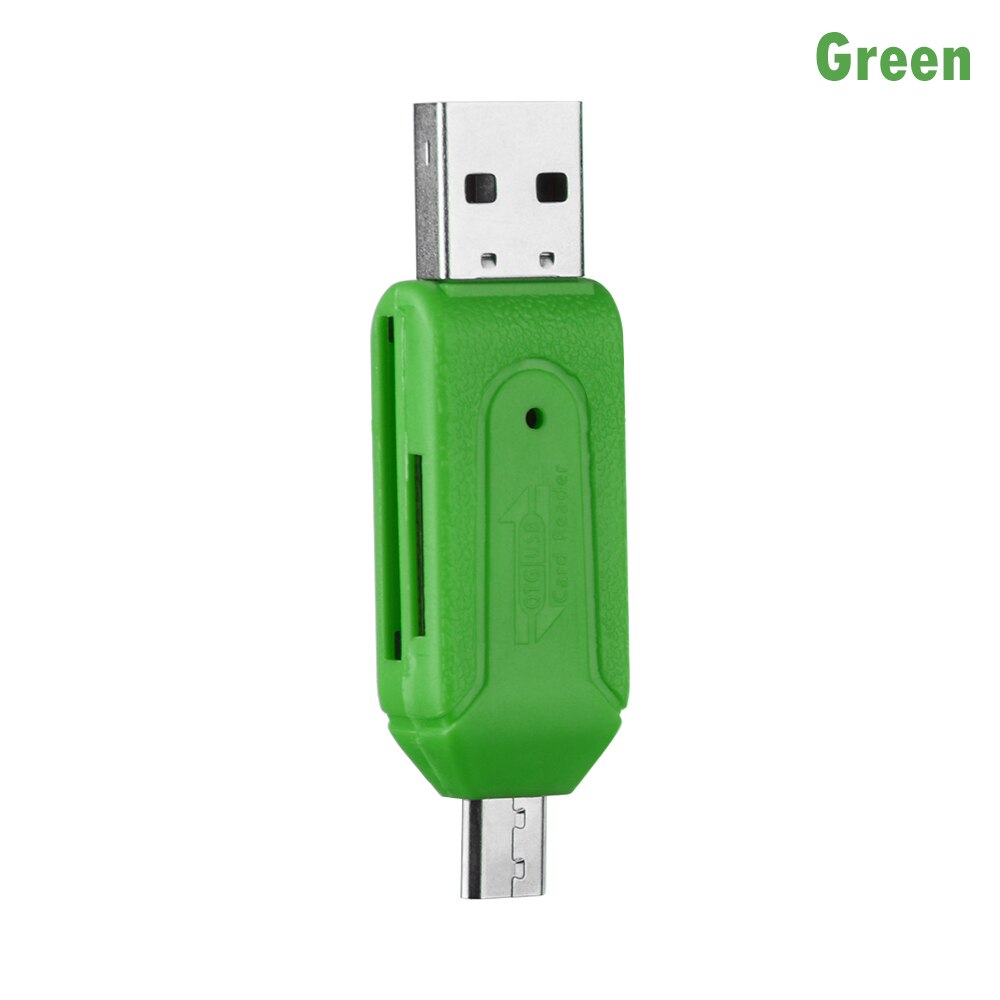1PC 2 in1 Type-C & USB OTG Memory Card Reader Universal Micro USB TF/SD Card Reader Phone Extension Headers Adapter Accessories: Green