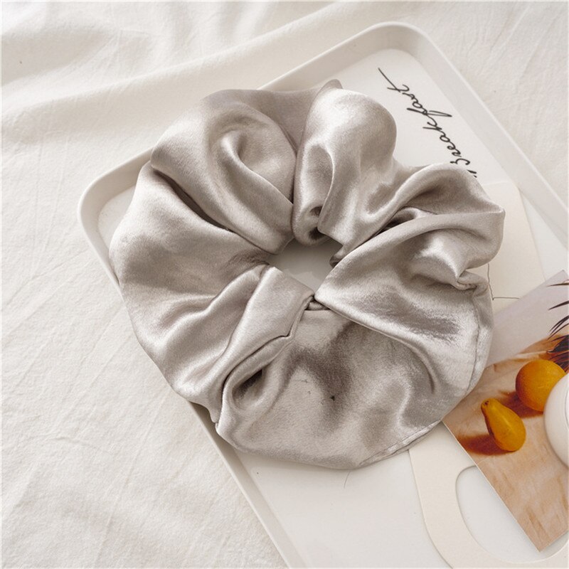 Cintas para el pelo de gran tamaño para mujer, Scrunchies de seda satinada lisa, bandas de goma para el cabello bandas elásticas para pelo, accesorios, coletero: 6