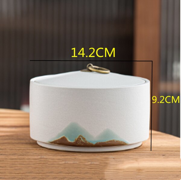 Chinese Ceramic Tea Pot Sealed Ceramic Storage Pot Household Black Tea Storage Tank Household Stoneware Tea Pot Decoration: D-1PCS