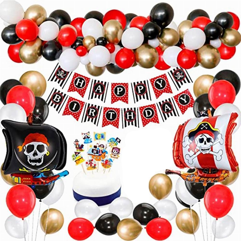 104 Pcs Piratenschip Boot Ballonnen Guirlande Set Schedel Stip Latex Helium Ballonnen Verjaardag Thema Party Decoraties Kids Globos