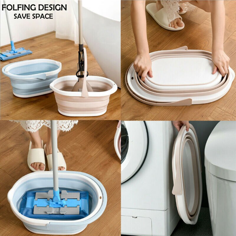 Dobrável Portátil De Plástico Flexível Fácil Magia Mop Chão Balde Grande Capacidade de Limpeza Doméstica Ferramentas Acessórios Baldes