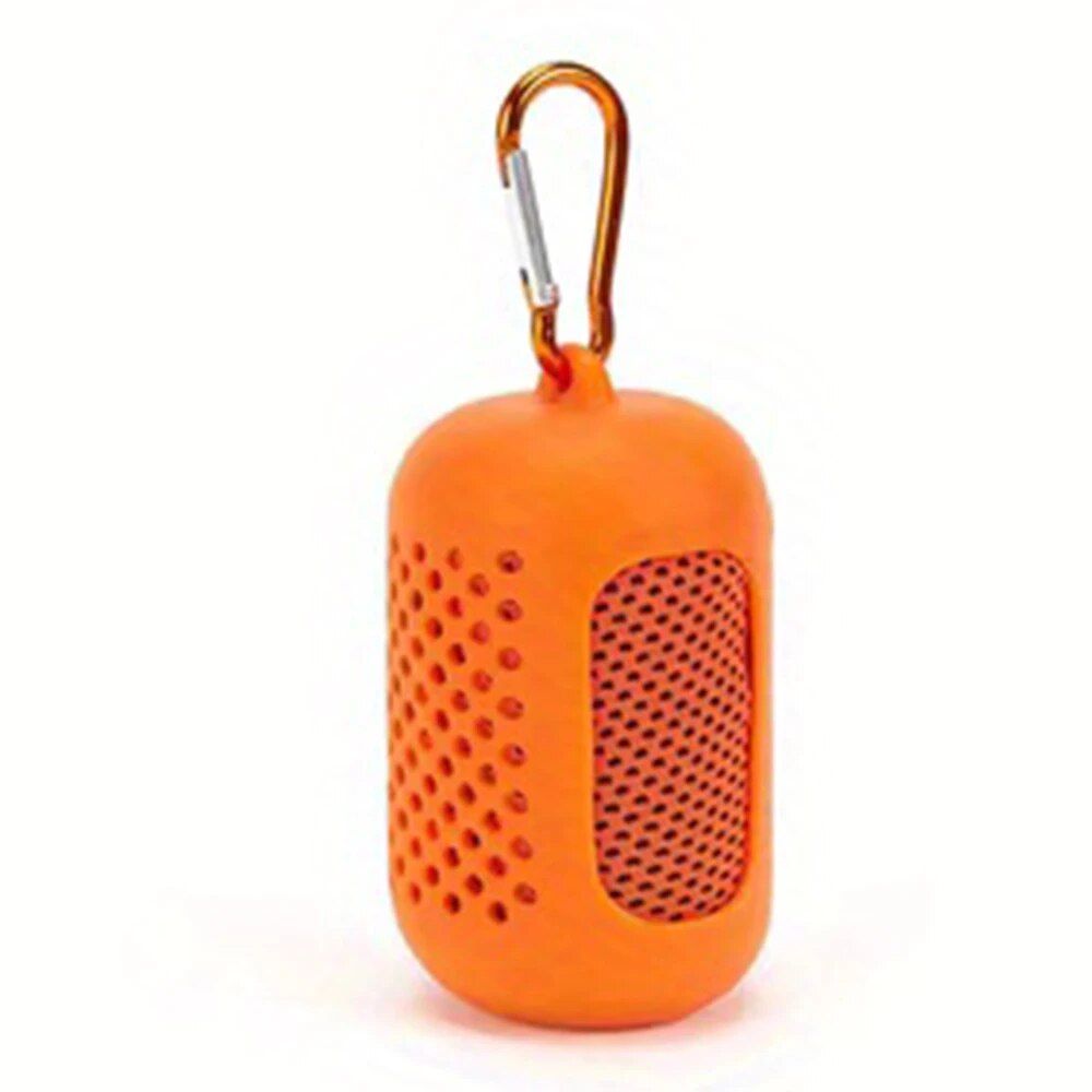 Sporthanddoek met mini siliconengel, draagbare koude handdoek van polyestervezel voor fitness, sport, gym, hardlopen, buiten, sneldrogende, koele handdoek.: Oranje