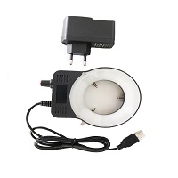 Adjustable 48pcs Led Ring Light illuminator Lamp For Microscope Industrial Camera Magnifier trinocular /binocular microscope: With EU adapter BK