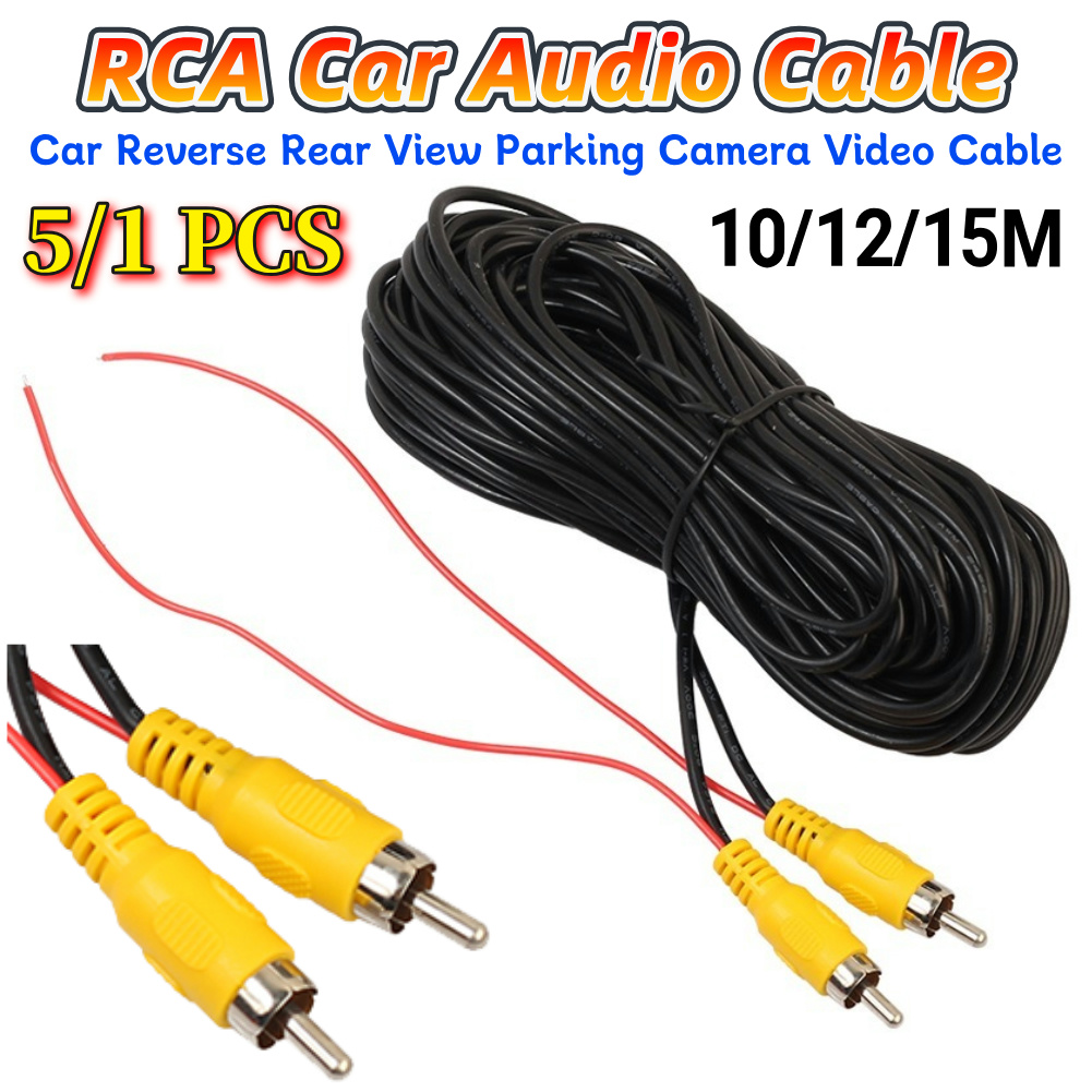 5/1PCS RCA Car Audio Cable Weatherproof RCA Male To Male Camera View Rear Video Cable with Detection Wire Auto Accessories