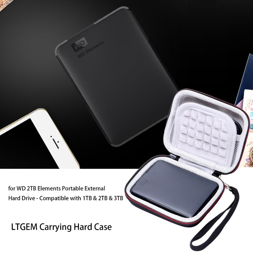 Funda rígida LTGEM EVA para WD 2TB Elements, disco duro externo portátil, Compatible con 1TB y 2TB y 3TB