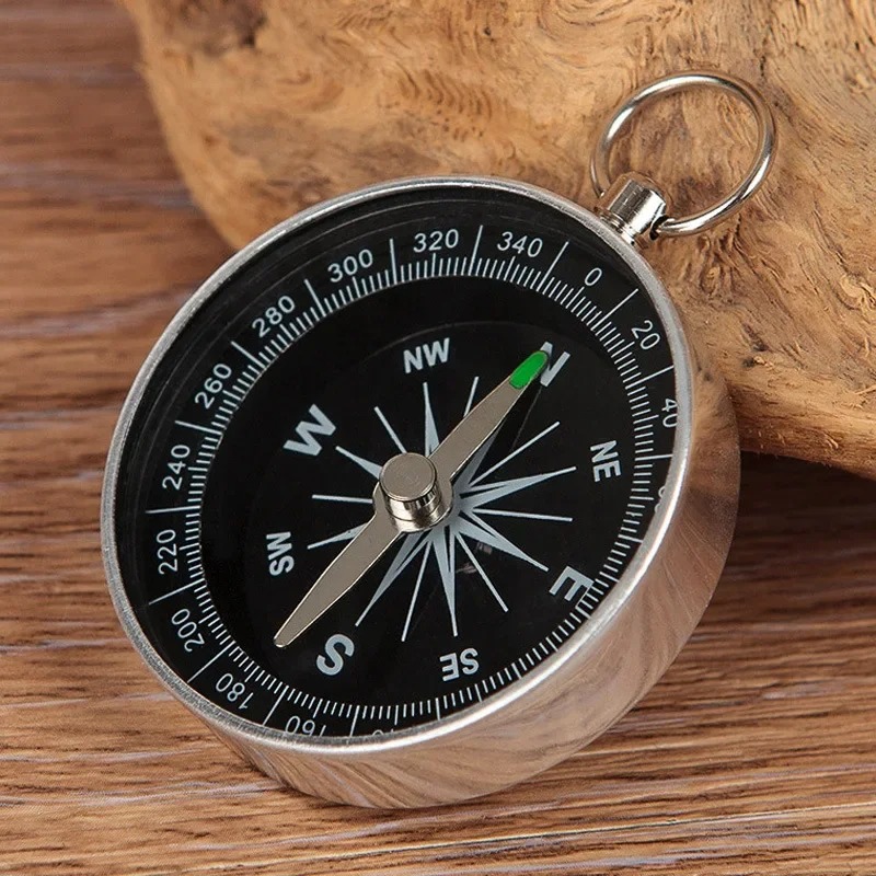Round Compass Portable Aluminum Lightweight Emergency Compass Mini Children's Compass Wilderness Adventure Travel
