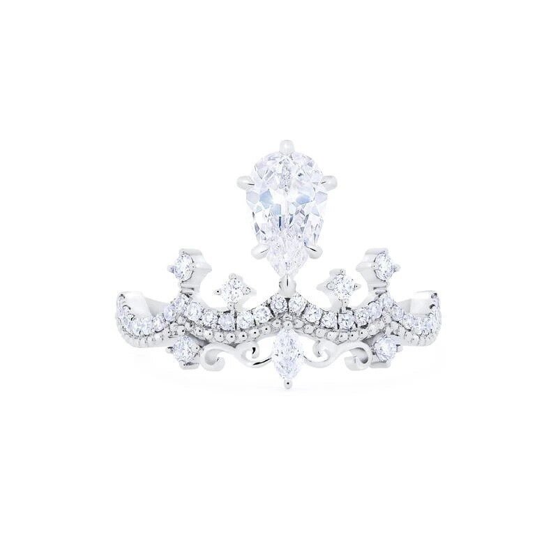 Niedliche Weibliche Weiß Kristall Stein Ring Rose Gold Silber Farbe Öffnen Engagement Ring Jahrgang Königin Krone Hochzeit Ringe Für Frauen: Silber-