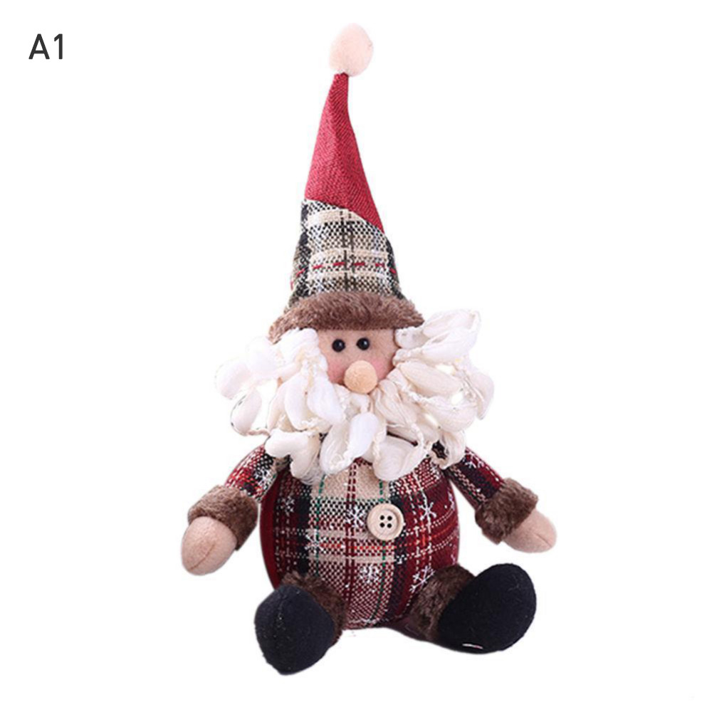 Merry Christmas Tree Ornaments Cartoon Christmas Doll toy Children Snowflake Plaid Santa Claus Elk Doll Home Year Toys: Santa Claus