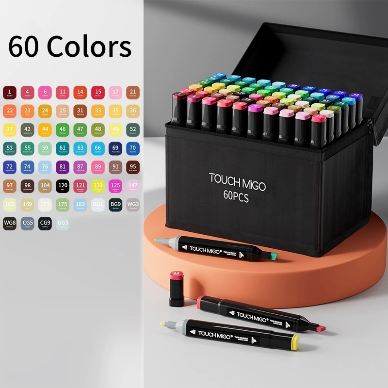 24-80 Colors Alcohol Felt Markers Pens Oily Double Tip Permanent Artist Art School Supplies Manga Sketching Markers Student: Light Grey