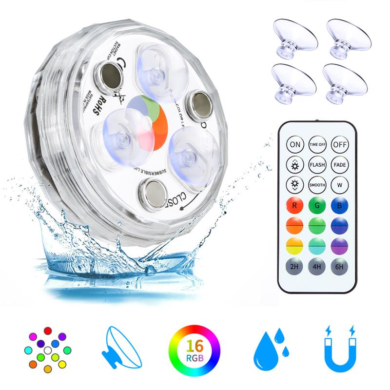 13 LED Remote Controlled Submersible Light Battery Operated RGB Underwater Floral Lamp for Outdoor Garden Swimming Pool Aquarium: 1 Pcs