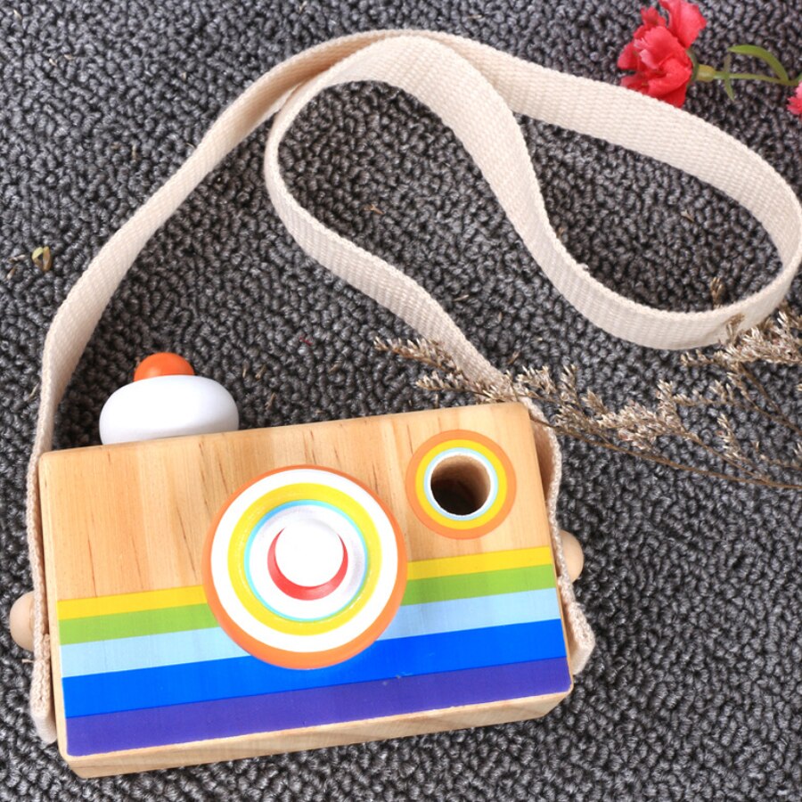 Simulierte Hölzerne Cartoon Kamera Multi-prisma Spaß Spielzeug Einzigen-spiegel Kamera Kaleidoskop Spielzeug Modelle