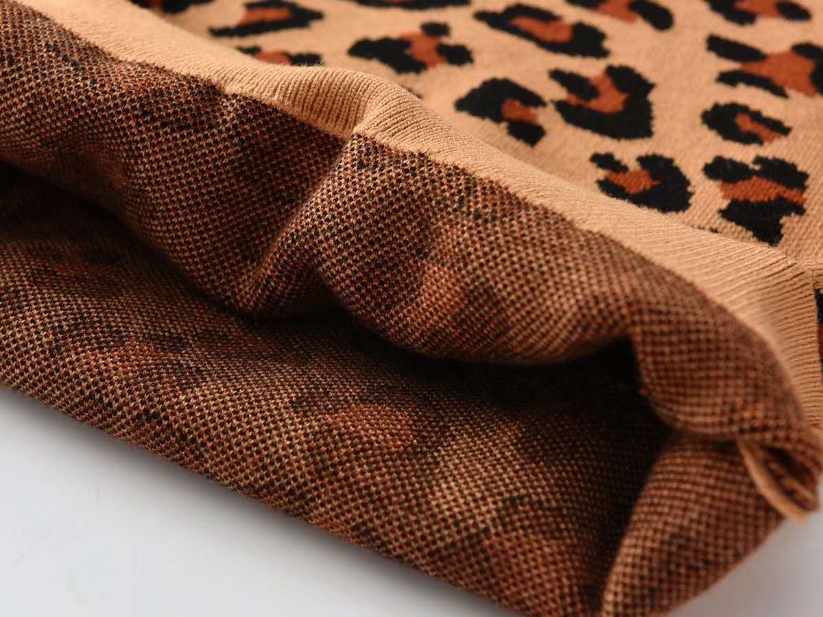 0-6y barn baby långärmad leopardtröja långärmad stickad tröja med rund hals för barn baby pojkar flickor
