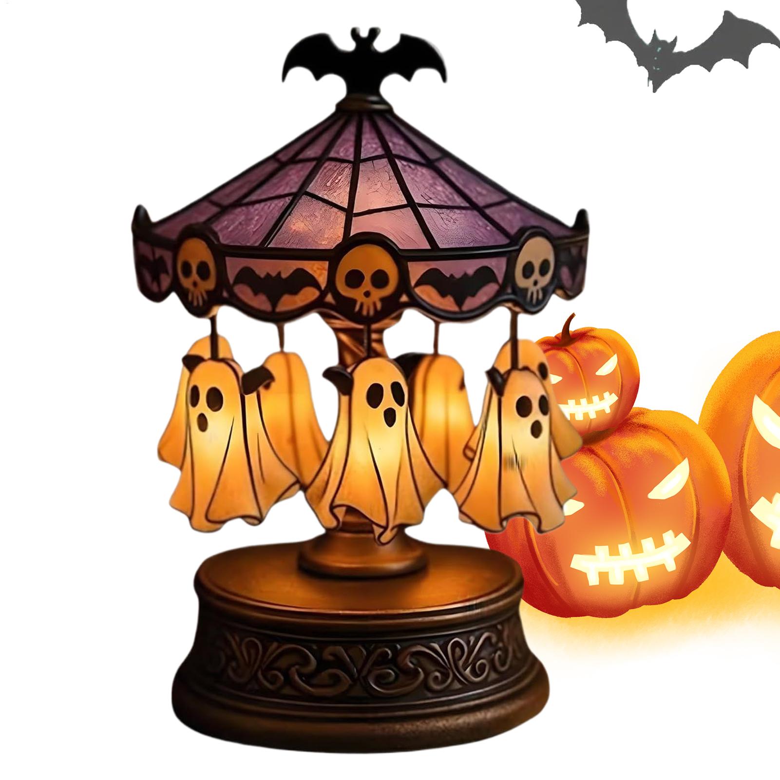 Lampa Nocna Karuzela Duchów, Ładowalna, klasyczny, Halloweenowa, Antyczna, Straszna, Pływająca Dekoracja Stołu z Duchem na Halloween