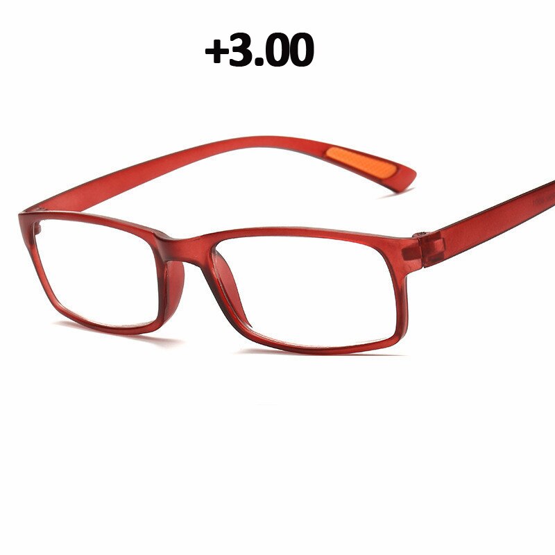 Seedfly  tr90 ultralichte leesbril voor dames, flexibele presbyopiebril, dioptrie 1.0, 1.5 2.5 4.0, heren, zwart, hyperopiebril: Rood 300