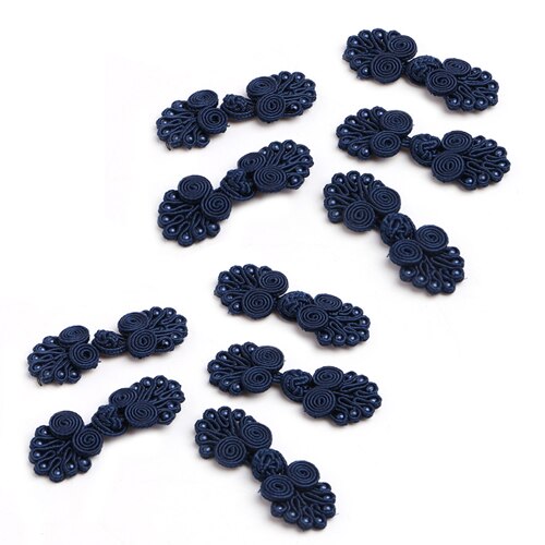 2022 10 Pairs Beaded Chinese Frog Closure Buttons Knot Fastener Sewing Handmade Craft: Navy Blue
