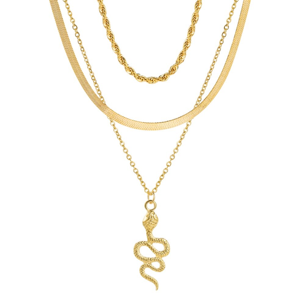 Ifmia Retro Multilayer Snake Hanger Collier Voor Vrouwen Trendy Goud Zilver Kleur Grote Dikke Ketting Kettingen Sieraden: IF13312708